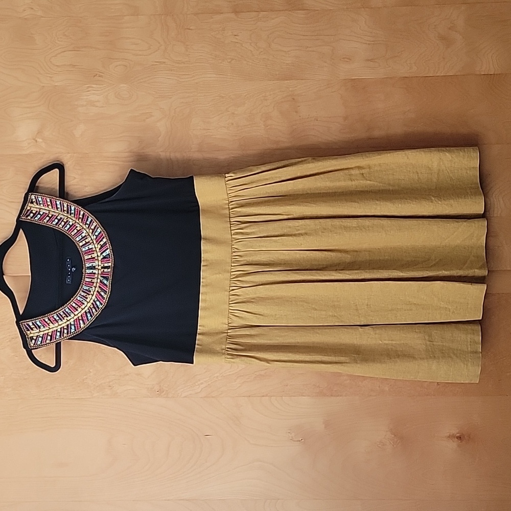 TIANA B Linen Embroidered Sleeveless Dress